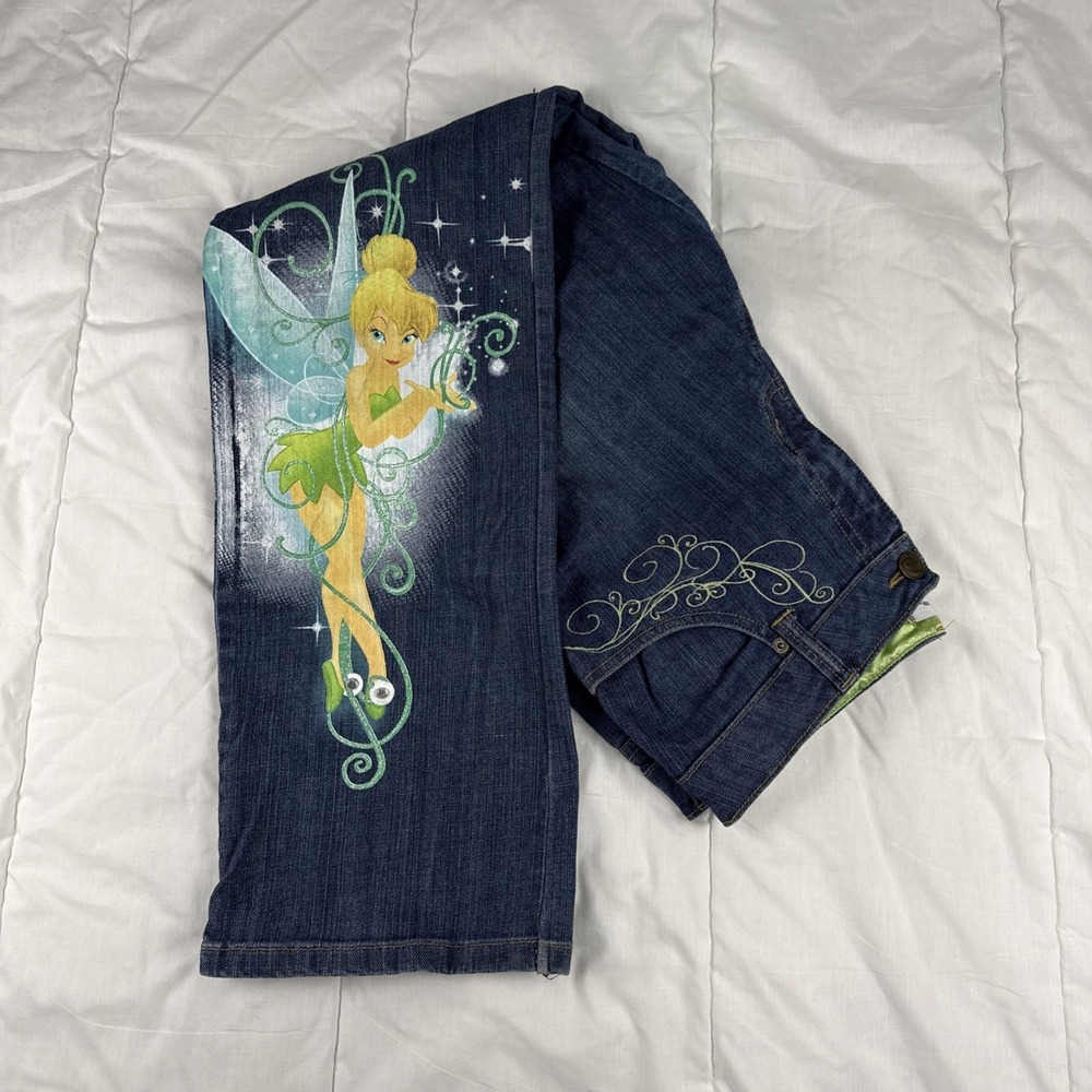 Tinkerbell Disney Store Jeans Womens 12 Bootcut Mid Rise Dark Wash Jeans VTG